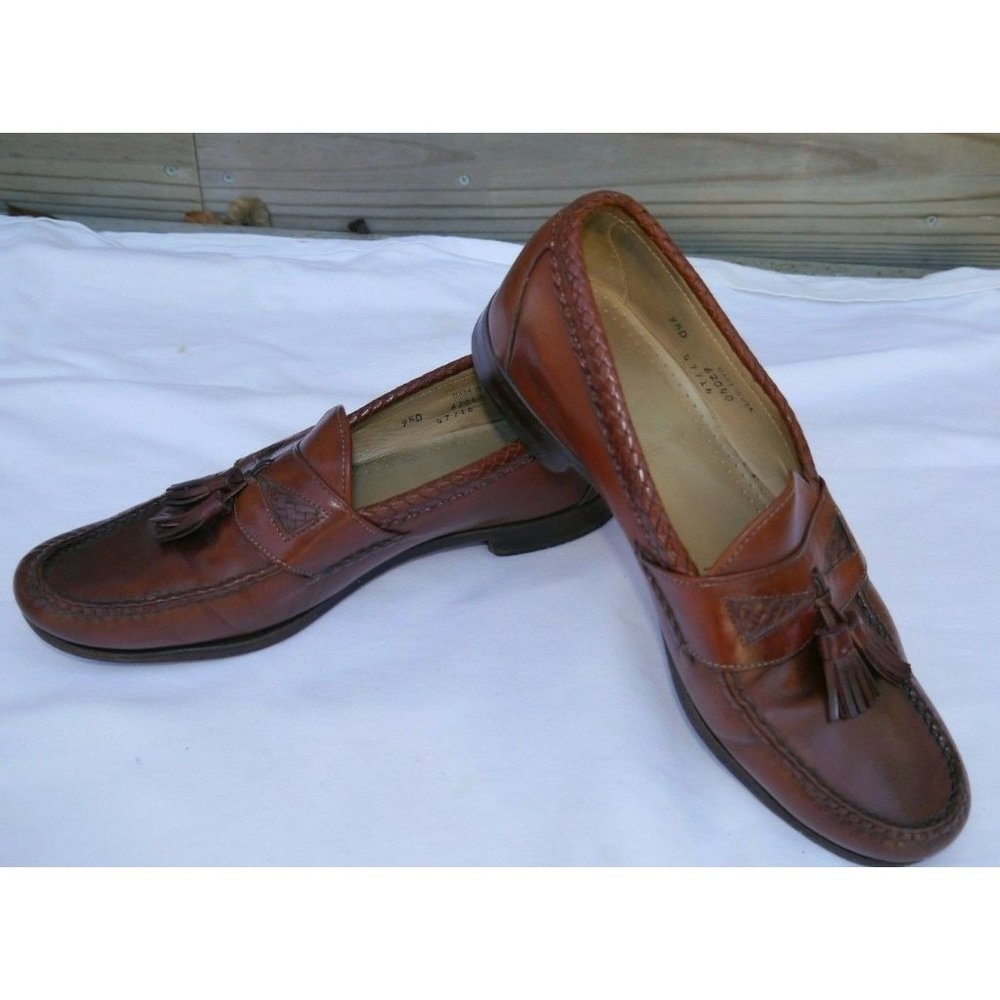 Allen Edmonds Shoes Maxfield Brown Mens 9.5 D Leather USA Tassel Loafers READ